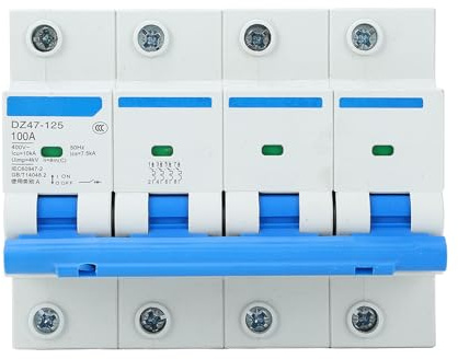 Hapivida Interruttore Magnetotermico 4P 100A 400V DZ47-125, Protezione Differenziale Materiale Autoestinguente per Sicurezza Elettrica Domestica