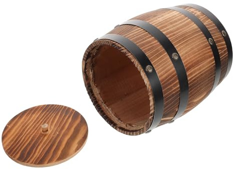 Milisten Küchenutensilienhalter Holzfass 20cm aus Karbonisiertem Holz Praktischer Aufbewahrungseimer für Kochlöffel und Besteck in Küche