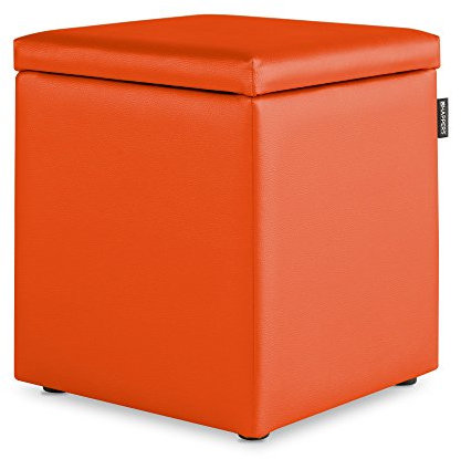 Happers Hocker mit Stauraum aus Kunstleder Orange für das Wohnzimmer oder Schlafzimmer