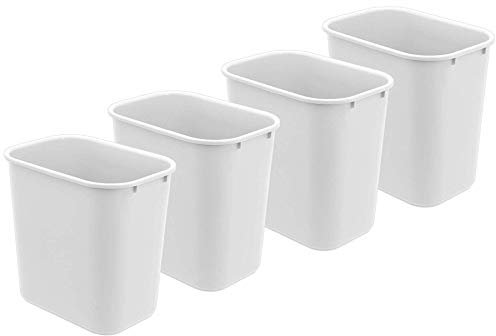 Acrimet Corbeille, Poubelle de bureau, 6,75 gallons / 27 quarts / 24 litres (en plastique) (couleur blanche) (lot de 4)