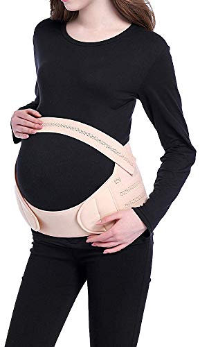 Viedouce Schwangerschaftsgürtel,Schwangerschaft Stützgürtel,Schwangerschaftsgurt verstellbar,Schwangerschaftsbandage,Schwangerschaft Bauchgurt Stützt Taille Rücken und Bauch (M, Beige)