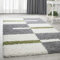 HomebyHome Shaggy Teppich 200x300 Wohnzimmer (200 x 290 cm) - Hochflor Teppich Grau, Weiss und Grün Extra Weich und Flauschig - Bettvorleger Teppich für Schlafzimmer, Küchenläufer - Carpet, Halı