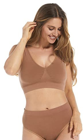 MAGIC BODYFASHION Damen Comfort Bra Material Natürlichen, Nahtlose Komfort, Bügelloser Bio-BH, Bamboo Mocha, XL