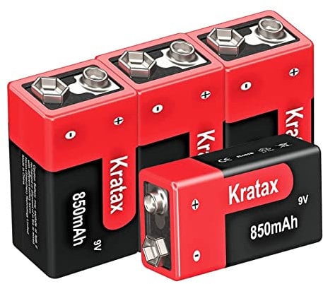 9V Rechargeable Battery,850mAh High Capacity Li-ion 9V Batteries 4 Pack PP3 6F22 9V E-block Lithium Batteries for Smoke Detector Alarm,Fire Alarm,Multi-meter,Radio Microphone,Kids Toys(Battery Only)
