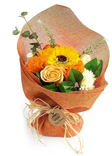 Ancient Wisdom Standing Soap Flower Bouquet - Orange
