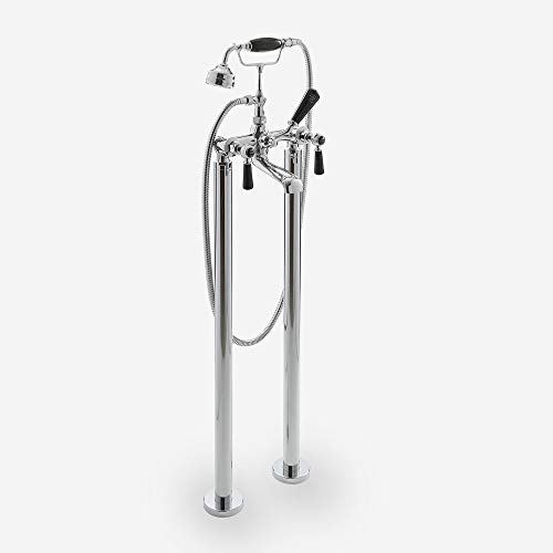 Milano Elizabeth Freestanding Bath Shower Mixer Tap Lever Handles - Chrome Black