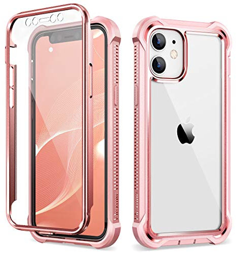 Dexnor Case Compatible with Iphone 12 & for Iphone 12 Pro 6.1 Inch, 360 Degree Full Body Shockproof Front and Back Protective Cover with Built-in Screen Protector - Baby Pink