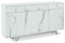 Sarmog Mobile 3 ante e 3 cassetti, Madia soggiorno moderna, Mobile tv, Madia soggiorno, 3 ante apertura push pull, 3 cassetti, Made in Italy, Kit 92x164x41 (Ossido bianco/Marmo calacatta)