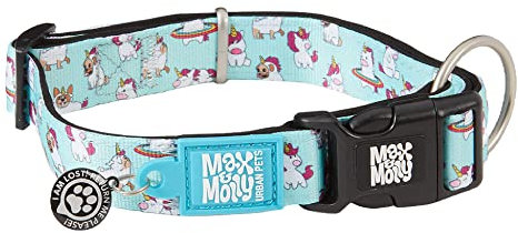 Max & Molly Gotcha! Hundehalsband Halsband Hund mit Smart ID, gepolstertes Neopren Halsband mit Design für kleine Hunde, wasserdicht, bequem, verstellbar, Unicorn, S