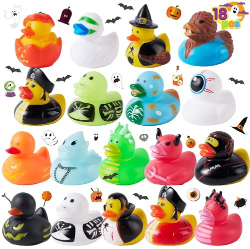 JOYIN Lot de 18 Canards en Caoutchouc Fantaisie pour Halloween, Canards Classiques pour Les fêtes d'halloween, Bains de bébé, Piscine sur Le thème d'halloween