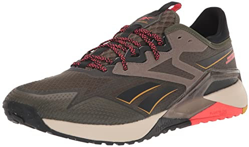 Reebok Mens Nano X2 TR Adventure Fitness Outdoor Athletic and Training Shoes, Army Green/Black/Neon Red, 45.5 EU