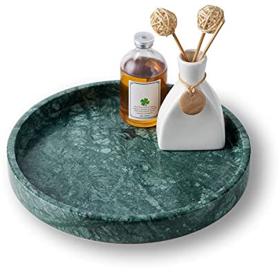 PHINILUX Vassoio rotondo in marmo italiano 100% marmo da 20,5 cm, decorativo e frutta per bagno, cucina, comodino, porta gioielli, decorazione da tavolo, verde
