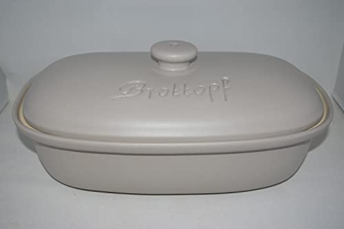 Töpferei Seifert Brottopf Persa grau Gross 40 cm | Brotkasten | Brotbox | Brotdose | Brotbehälter | Steinzeug | LxB 41x25