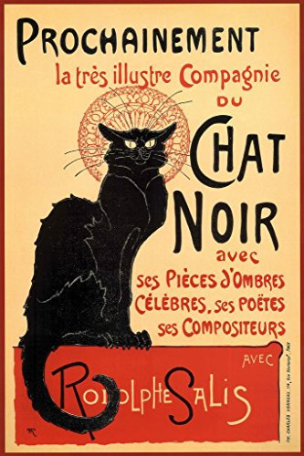 Le Chat Noir Vintage Schwarze Katze Art Deco Französischer Wandkunststil 40,6 x 61 cm