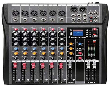 DJ Mixer controllers Audio Mixer 6-Channel Dj Sound Controller Interface With Usb For Pc Recording, Microphone Jack Plus Headphone Jack