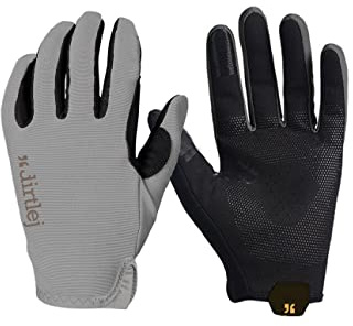 dirtlej MTB-Handschuhe grau, Fahrradhandschuhe, ohne Klettverschluss, atmungsaktiv, silikonbedruckte Innenseite, Stretch, dünn, grau Unisex