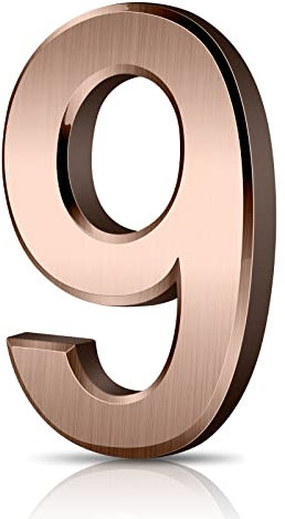 Vicloon Mailbox Numbers Self Adhesive, 3 Inches 3D Mailbox Numbers Waterproof, Door Numbers House Numbers Street Number Stickers for House Mailbox Apartment Hotel Courtyard Cafe Bronzed(9)