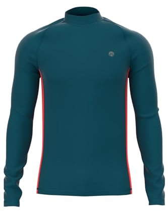 Mens Long-Sleeve Rash Vest - Adults UPF Breathable Active Beach Sports Swim Tee Male Quickdrying Surfing Shirt Water Sport Wet Top Petrol Blue M