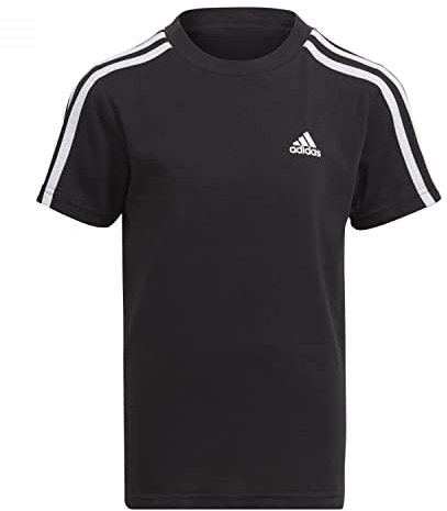 adidas Unisex Kinder Essentials 3-Stripes Cotton Tee, Black, 4-5 Years