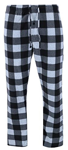 Hanes Pantaloni pigiama in pile da uomo, Plaid Grigio Bufalo, Large