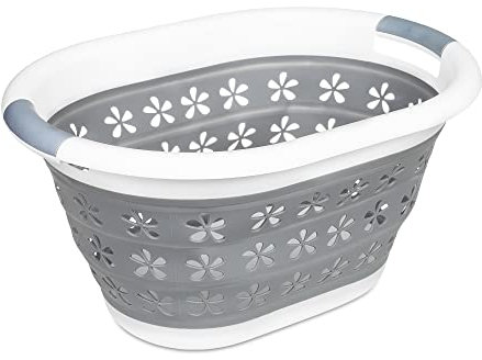 ASAB Collapsible Floral Laundry Basket | Clothes Organiser Basket | Kitchen Storage Basket With Handles | Space Saving Multi Purpose Bin | Camping Picnic Basket | Portable Pop Up Laundry Baskets