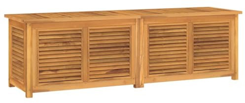vidaXL Gartenbox, Auflagenbox mit Beutel Stauraum, 175x50x55 cm, Kissenbox Latten-Design, Aufbewahrungsbox Gartentruhe Holztruhe, Massivholz Teak