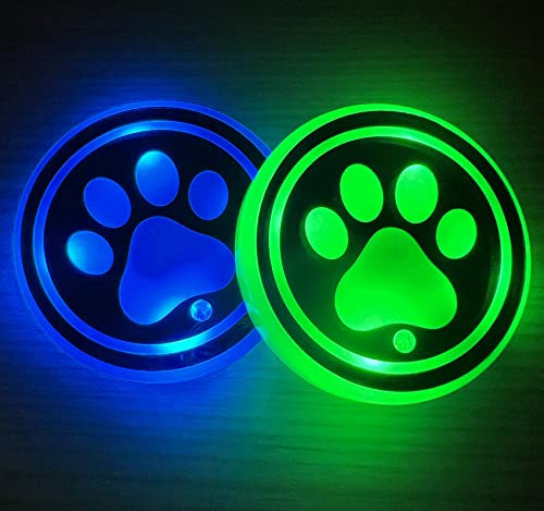 NewL Auto LED Becherhalter Lichtmatten Auto Untersetzer Flasche Atmosphäre Licht Konstellation Hintergrundbeleuchtung LED Becherhalter Pads Autozubehör (Hundepfote)