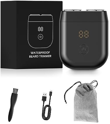 Rasoir électrique pour homme, mini rasoir à barbe électrique rechargeable de type C avec écran LCD, rasoir rotatif sans fil pour homme, étanche IPX7, rasoir humide et sec pour une utilisation à la