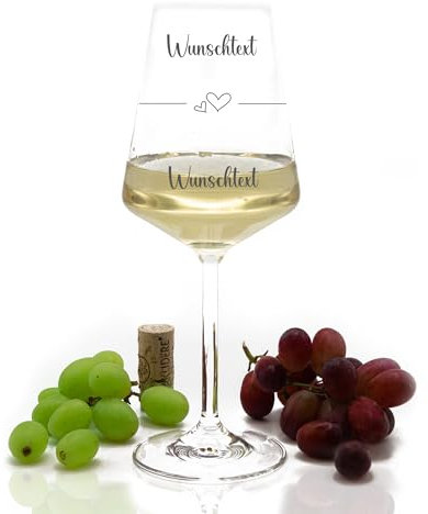 MG-Laserdesign Leonardo Weinglas 5 Motive Herz Persönliche Gravur Puccini Weinglas Graviert Geschenkidee Muttertag Gravur Geburtstag Rotwein Weißwein (560 ml) (Motiv 4)