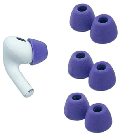 Comply Foam Earplugs for Apple AirPods Pro Generation 1 and 2, Assorted Small, Medium, and Large Purple 3 Pairs Ultimate Comfort Secure Fit Memory Foam Replacement Tips Made in