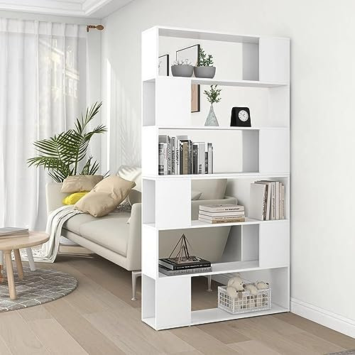 GuyAna Bücherregal Raumteiler Weiß 100x24x188 cm Bookshelf Schrank Regal Trofast Regal