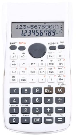 Sxhlseller Wissenschaftlicher Taschenrechner, 12-Bit-Mathe-Rechner mit 240 Funktionen, Großem Display, Verschiebbarem Hardcover für Lehrer der Mittelstufe, Weiß