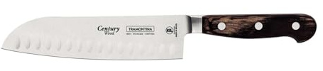Tramontina Santokumesser, Chrom-Molybdän-Stahl, Kullenschliff, Century Wood, FSC-zertifizierter Holzgriff, 18,6 cm Klinge