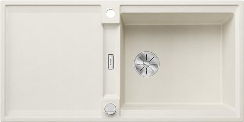 BLANCO ADIRA XL 6 S | Granitspüle aus SILGRANIT softweiß | [100x50x21,2 cm] | für 60 cm breite Unterschränke | Reinigungsfreundlich | Großes Becken | reversibel