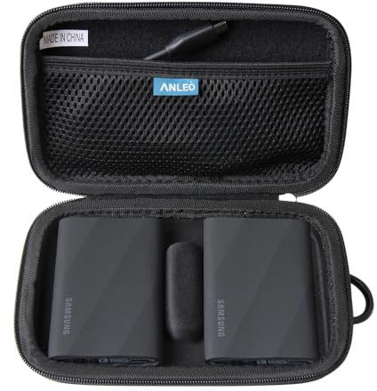 Anleo Hard Travel Case for Samsung T7 Shield 2TB / 1TB / 4TB, Portable SSD, USB 3.2 Gen2 External Solid State Drive (Black, Case for 2 Hard Drives)