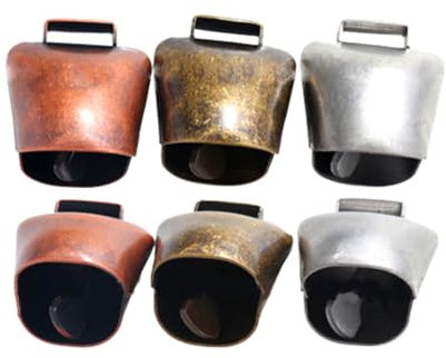 HDONONGYIRO 6 Stück Kuhglocken Kuh Pferd Schaf Weide Kupferglocken Stil Weide Metallglocken