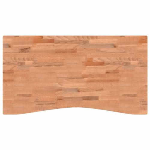 vidaXL Schreibtischplatte, Tischplatte mit 4 abgerundeten Ecken, Arbeitsplatte Platte für Schreibtisch Esstisch, Holzplatte Bürotischplatte, 110x(55-60) x1,5 cm Massivholz Buche