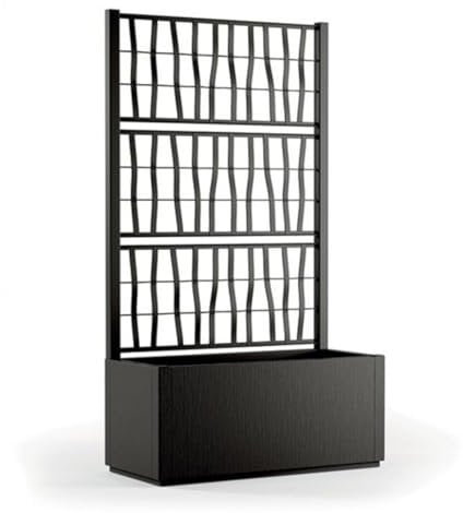 Tomaino - Fioriera con spalliera in plastica, separè grigliato piante rampicanti per esterno, terrazzo, giardino 80x36x140 h cm (Fioriera con spalliera, Nero)