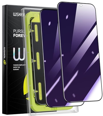 WSKEN für iPhone 15 Plus/16 Plus für Panzerglas Sichtschutz - [Anti Blaulicht Privacy ][Auto Dust-Elimination] Full Screen 9H Schutzfolie Anti Spy Displayschutz Folie,Anti-Fingerabdruck,Bläschenfrei