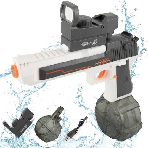 KADAYAYA Juguete Pistola de Agua Eléctrica para Niños 3 4 5 6 Años, Juguetes de Pistola Agua Automáticos, Verano Pistola Juguete Acuáticos Regalo para Niños Niñas 7 8 9 Piscinas Playa Fiesta (Negro)