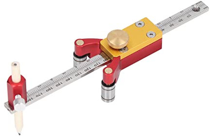 Uadme Wheel Marking Gauge, Woodworking Scribe Tool Set with Adjustable 200mm Sliding Rule with Wood Pencil, Dual-Purpose Straight Line & Arc Scriber for Parallel Line Drawing, DIY Projects