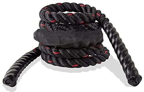Springseil 25mm Fitness Schwerer Spring-Seil gewichtete Schlacht überspringen Seile Power Training verbessern Kraft Muskeln Fitnessgeräte Springseil Erwachsene(Size:3m Black Red)