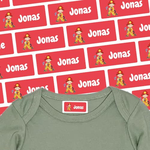 Etiketten mit Feuerwehr-Motiv für Shirts & Co (35 Sticker) – Namensetiketten für deinen Rucksack oder Textilien – Geeignet für die Waschmaschine, Spülmaschine, Geschirrspüler – 30 x 13 mm