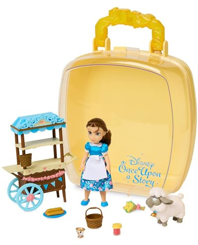 Disney Store Officiel Coffret Mini Poupée Belle, La Belle et la Bête, Once Upon a Story, 9 pièces, Ensemble de Figurines avec Accessoires, Dès 3 Ans