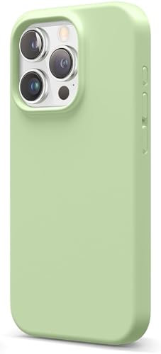 Generico Cover Antiurto Liquido Silicone per iPhone 14 Pro Max, Protezione Completa 3 Strati, con Fodera in Microfibra Morbida, Rosa (Verde mela)