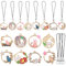 SUNNYCLUE 1 B0X 32 Stück 8 Stile Handyanhänger Für Riemen Süße Katzenanhänger Emaille Legierung Kawaii Kranz Tiere Haustier Runde Kettenanhänger Für DIY Geldbörse Schlüsselanhänger Handytasche Tasche