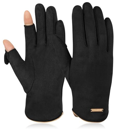 Kiiwah Handschuhe Damen Winter, 2 Finger Handschuh mit Klappe Thermo Handschuhe Warmer Plüsch Handschuh Winterhandschuhe für Frauen Damen