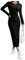 GORGLITTER Women's Rib Knit Split Crewneck Long Sleeve Dress Bodycon Pencil Midi Dresses Black Petite L