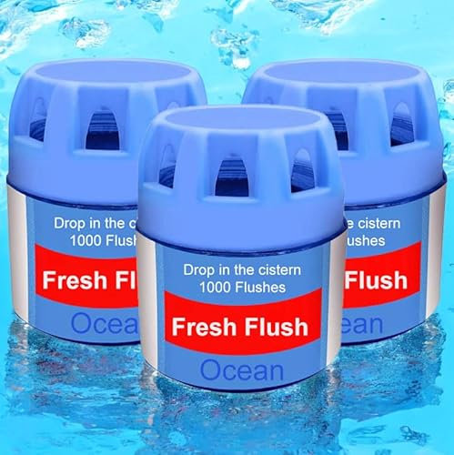3pk Toilet Flush Fresheners x 70g | Each Ocean Scented Blue Toilet Cistern Blocks Lasts for 1000 Flushes | Toilet Cleaner for Cistern Prevents Limescale | Toilet Blocks for Cisterns