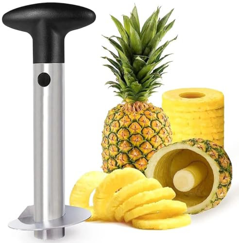Ananasschneider Ananasentkerner Ananas Entkerner Schneider - Ananasschäler Edelstahl Core Entferner Werkzeug für einfaches Entfernen des Kerns, Schwarz